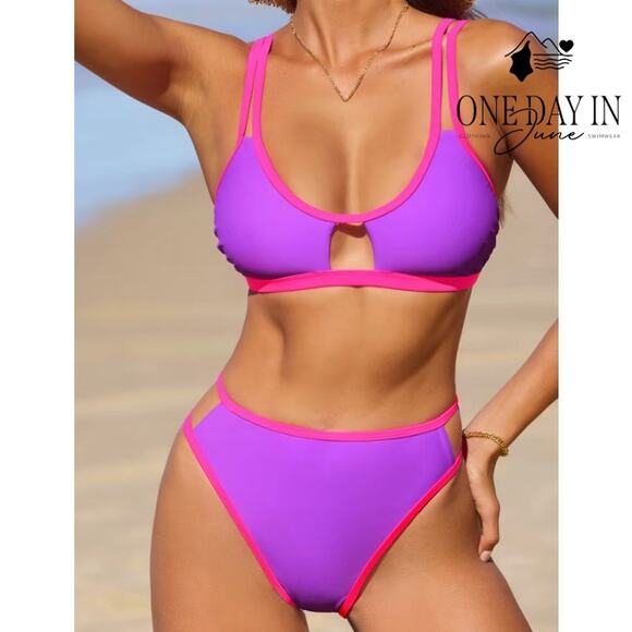 Cupshe High Cut Keyhole Bikini Swimsuit Size M - Picture 1 of 7